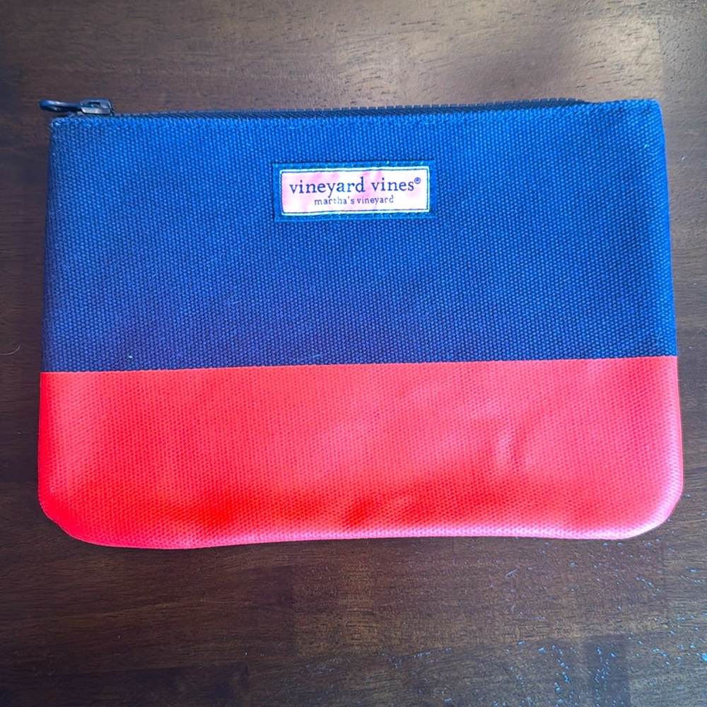 Vineyard Vines Blue And Red Canvas Accessory/Makeup Bag- NWOT